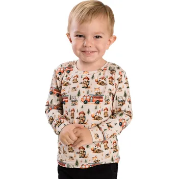 BETTY MODE Dětské tričko dlouhý rukáv, Zvířátka Hasiči Velikost: 110