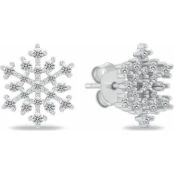 Náušnice Brilio Silver Blyštivé stříbrné náušnice vločky se zirkony EA1247W + 2 měsíce na vrácení zboží