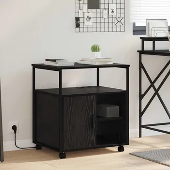 Policová skříň vidaXL Skříň s Nabíjecí Stanicí s kolem Černý dub 61 x 46 x 67 cm [859830]