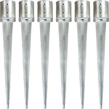 vidaXL Kotvící hroty 6 ks stříbrné 12 x 91 cm pozinkovaná ocel