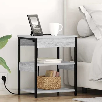 Noční stolek vidaXL Noční skříňka 2 pcs Šedá Sonoma 41 x 31 x 51 cm [859542]