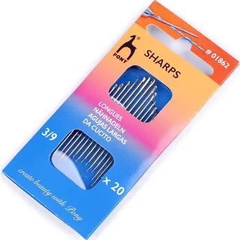 Jehly Pony šicí ostré 3/9 - zlatá ucha