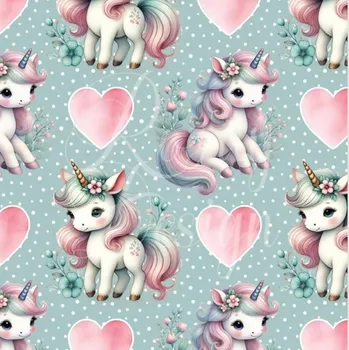 Velur soft - Jednorožci a srdíčka