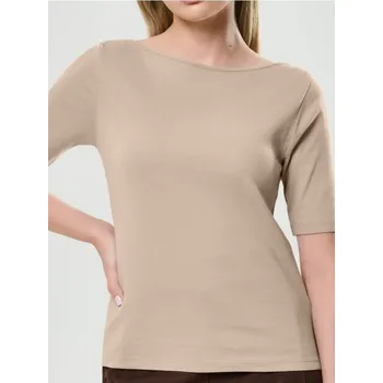 Dámské tričko Sinsay - Bavlněné tričko Basic - béžová - 528EU-80X - 528EU-80X-XS