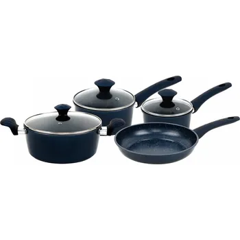 Sada nádobí Herzberg 7dílná sada litinového nádobí s mramorovým povrchem modrá