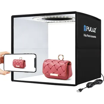 Fotopozadí PULUZ domácí fotostudio, hrana 25cm s integrovaným světlem, černá