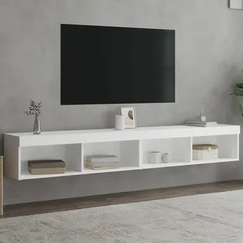 Televizní stolek vidaXL TV skříňky s LED osvětlením 2 ks 100 x 30 x 30 cm [837160] Barva: Bílá