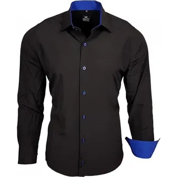 RUSTY NEAL košile pánská R-44 dlouhý rukáv slim fit 6XL černá