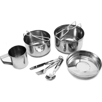 Kempingové nádobí HOME ELEMENTS Ešus s hrnkem a příborem, sada 7 dílů