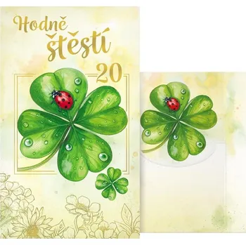 UNIPAP přání k narozeninám 20 s klopou na peníze M11-605 W PRANI_W_265 601330