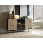 Prostorná komoda s osvětlením Sento - černý grafit/dub wotan