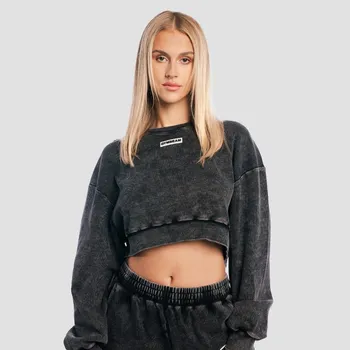Dámská mikina GymBeam Dámská mikina Cropped Aura Washed Black L