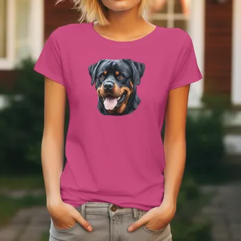 Dámské oblečení Dámské Tričko Rotvajler Barva: Purpurová, Velikost: 2XL