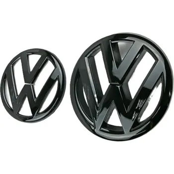 Znak automobilu VW POLO 6R (2009-2013) přední a zadní znak, logo (11.2cm and 12.4cm) - černá lesklá