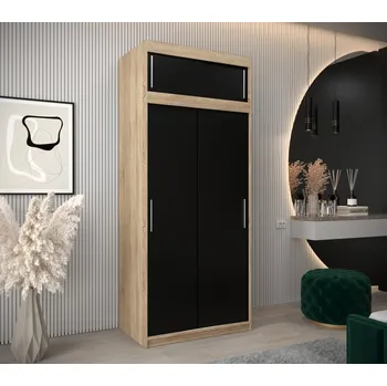 Šatní skříň Šatní skříň Abi T0 s nástavcem Barva korpusu: Dub Sonoma, Rozměry: 100 cm, Dveře: Černá