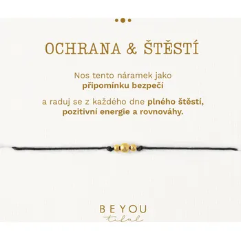 Náramek Ochranný náramek s černou šňůrkou zlatý