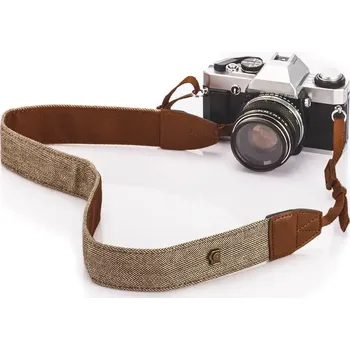 Vintage látkový popruh pro fotoaparát - hnědý