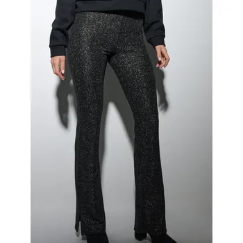 Dámské kalhoty Sinsay - Kalhoty flare s metalickou nití - černá - 631FJ-99X - 631FJ-99X-XL