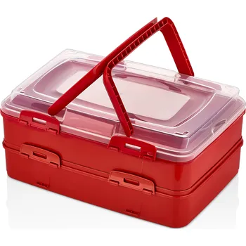 Dóza na potraviny Herzberg Cooking Herzberg HG-L718: Duplexní přepravní krabička na pečivo Red