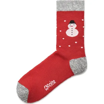 Pánské ponožky Vlnka Vánoční ponožky s Merino vlnou sněhulák červená velikost ponožek 39-42