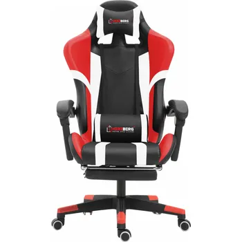 Herzberg Home & Living Herzberg HG-8083: Tříbarevné herní a kancelářské křeslo s lineárním akcentem červené barvy