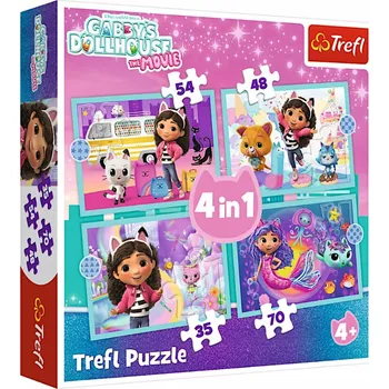 Puzzle Gábinin kouzelný domek: Velká dobrodružství 4v1 (35,48,54,70 dílků)