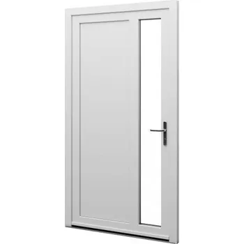 Vchodové dveře ALUPLAST Plastové jednokřídlové hlavní vchodové dveře bílé 11 Otvírání: Levé, Šířka v cm: 85, Výška v cm: 200