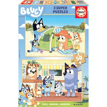 Puzzle Dřevěné puzzle Bluey 2×50 dílků