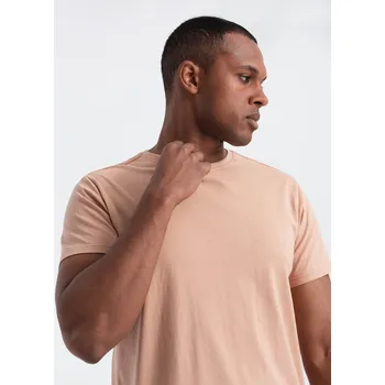 Pánská móda Classic BASIC men's cotton T-shirt - V1 OM-TSBS-0146 Barva: Béžová, Velikost: M