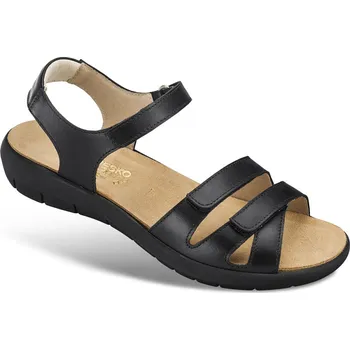 Dámská zdravotní obuv Dámské sandály s pásky na suchý zip, hladká useň, černá: 39