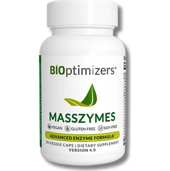 Lék proti nadýmání BIOptimizers | Trávicí enzymy - Masszymes Obsah: 30 ks 15 rostlinných enzymů • vysoký obsah proteáz • vitamin D3