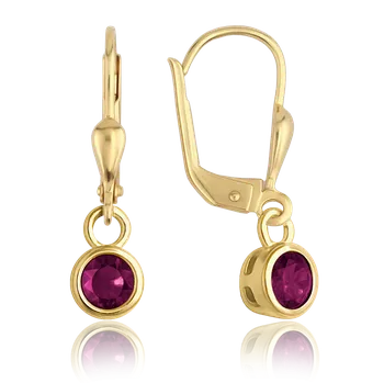 Náušnice MINET Elegantní zlaté náušnice s červenými zirkony Au 585/1000