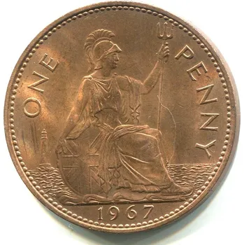 VELKÁ BRITÁNIE. 1 penny 1967. KM-897