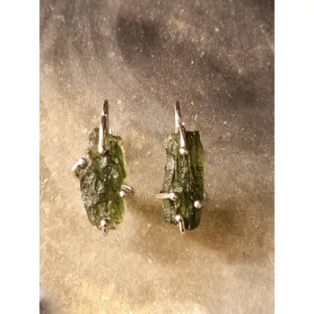 Náušnice Stříbrné visací náušnice s vltavíny P36 009