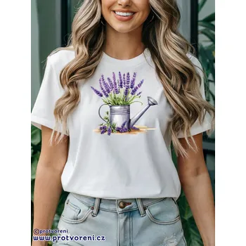 Dámské tričko Trička s potiskem Tričko s potiskem, LEVANDULE v konvi, 1 ks zvolte VELIKOST textilu ZDE:: M- velikost typ Beagle