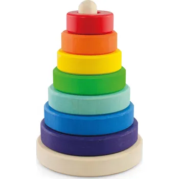 Dřevěná hračka Navlékací kroužky Ulanik Dřevěná pyramida malá
