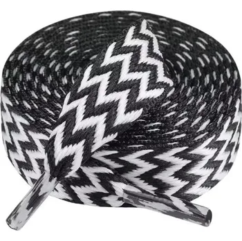 Tkaničky do bot Silné ploché tkaničky, jeden pár - Černo bílé, 140 cm