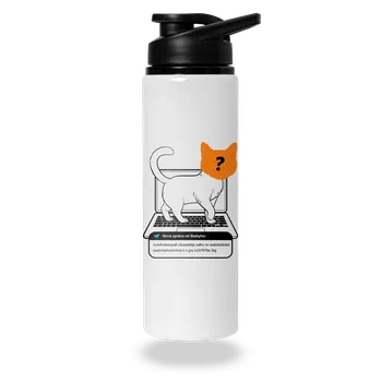 Láhev Bastard Kočka na klávesnici lahev na vodu White
