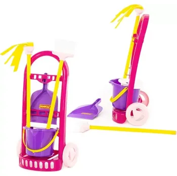 Dětská domácnost Dětský úklidový vozík Palau s kyblíkem, smetáčkem a mopem