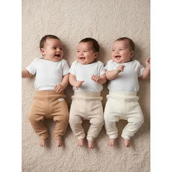 Sinsay - Bavlněné kalhoty 3 pack - krémová - WJ030-01X - WJ030-01X-68