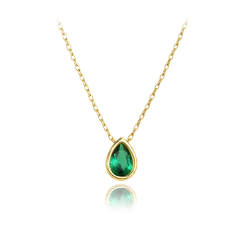 Náhrdelník MINET Elegantní zlatý náhrdelník se zeleným zirkonem Au 585/1000