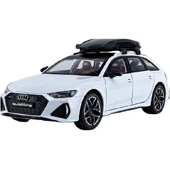 autíčko Audi RS6 kovový model hračka na baterie světla zvuk 1:24 Bílá