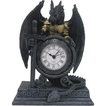 Žertovný předmět Fantasy stolní hodiny - Dračí ochránce času s mečem