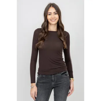 Dámské tričko Clothé kašmírové triko s dlouhým rukávem čokoládové Velikost: M