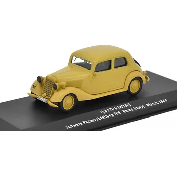 autíčko DeAgostini Mercedes 170 V ( W136 ) Řím 1944 1:43 - časopis Samochody Wojskowe s modelem #48 Mercedes-Benz typ 170V W136 Schwere Panzerabteilung 508 Rome 1944 - kovový model auta