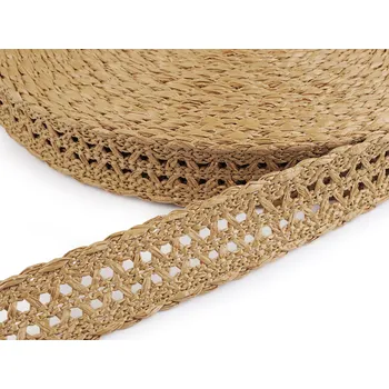 Splétaný popruh šíře 50 mm imitace slámy, střední, 2 přírodní stř.