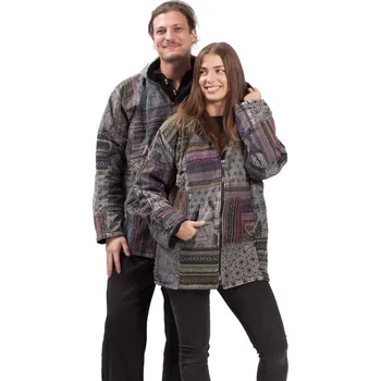 Teplá bunda PATCHWORK HARMONY šedá XL