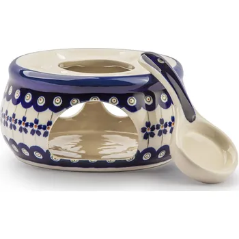 Konvice na čaj Keramický ohřívač čaje se lžičkou Bolesławiec - dek. 166A