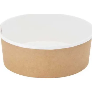 Jednorázové nádobí miska kulatá na salát 1 300 ml, pr. 184 mm, PAP, bílá/hnědá (50 ks/balení)