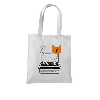 Nákupní taška Bastard Kočka na klávesnici taška White